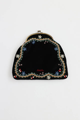 Bode Embroidered Velvet Kiss Lock Pouch