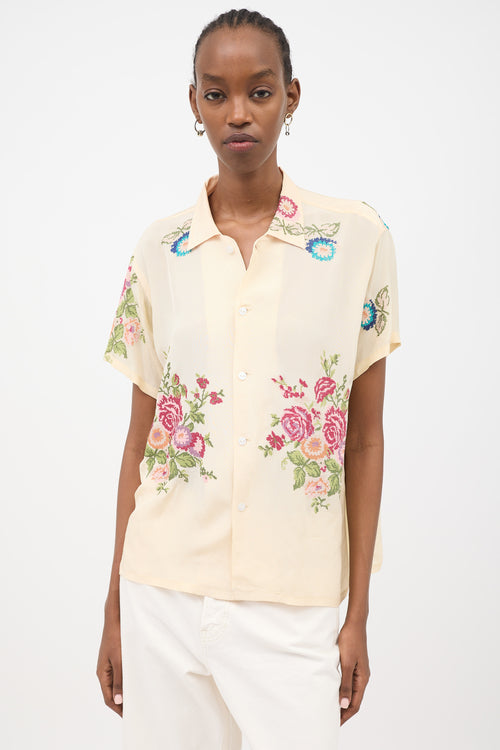 Bode Needlepoint Bowling Shirt