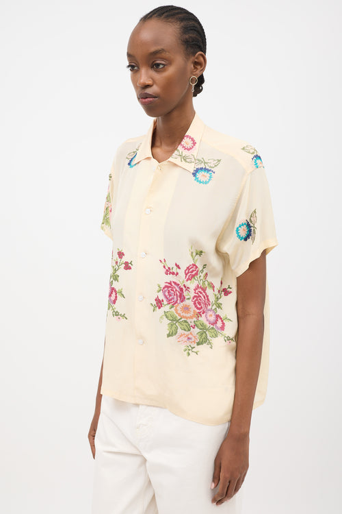 Bode Needlepoint Bowling Shirt