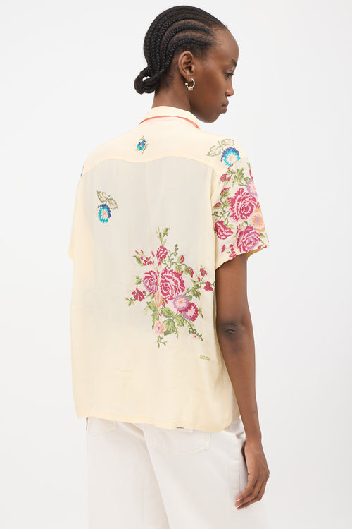 Bode Needlepoint Bowling Shirt