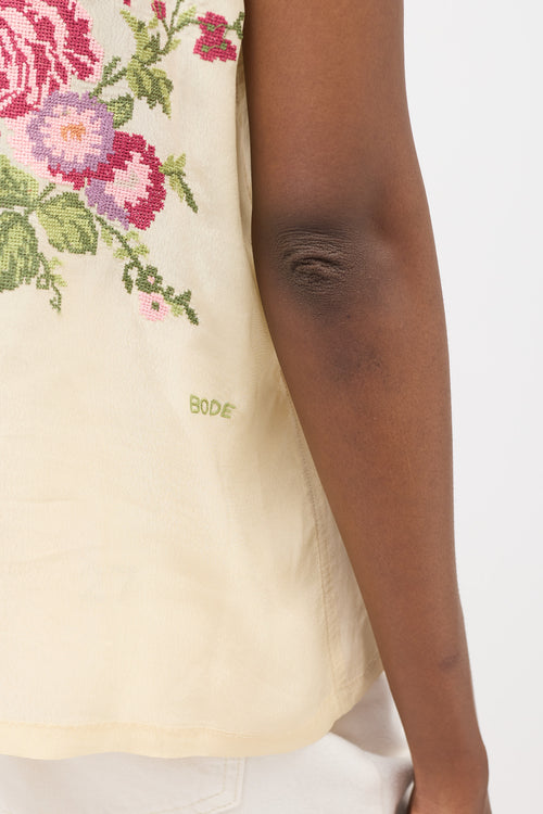 Bode Needlepoint Bowling Shirt