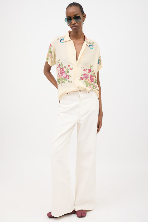 Bode Needlepoint Bowling Shirt