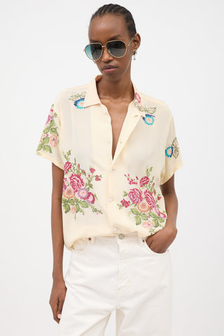 Bode Needlepoint Bowling Shirt