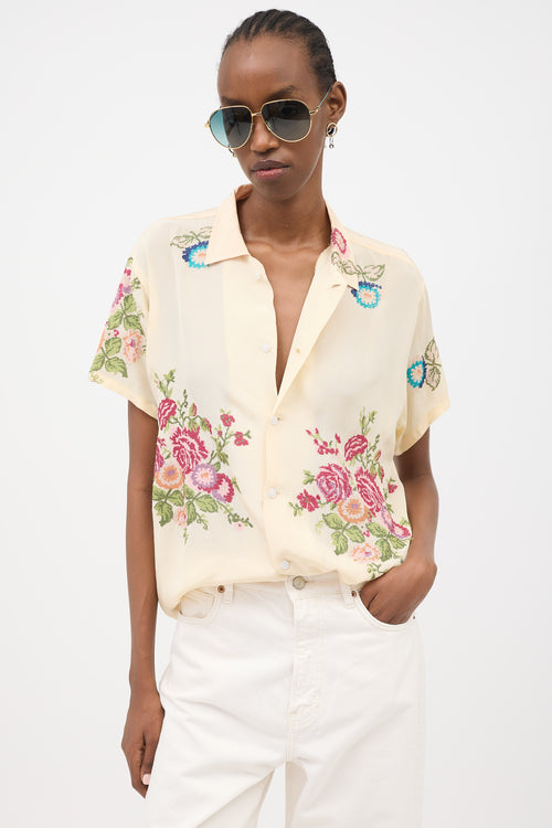 Bode Needlepoint Bowling Shirt