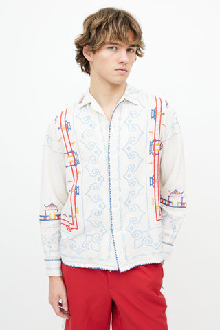 Bode White & Multi Embroidered Shirt