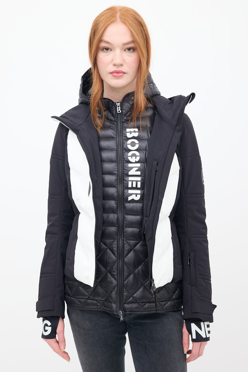 Bogner Black & White Nylon Maela Layered Jacket