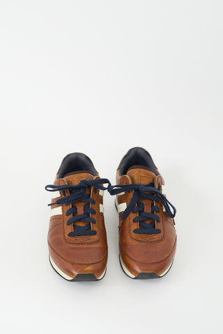 Hugo Boss Brown Leather Low Sneaker