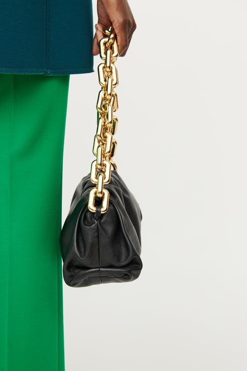 Black Leather Chain Pouch