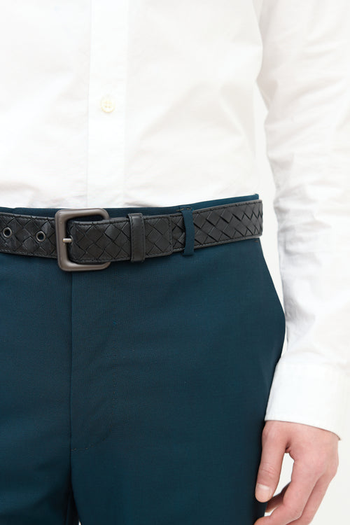 Bottega Veneta Leather Intrecciato Belt