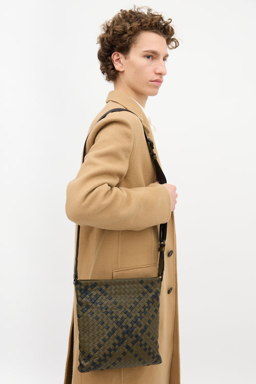 Bottega Veneta Leather Intrecciato Messenger Bag