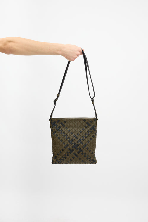 Bottega Veneta Leather Intrecciato Messenger Bag