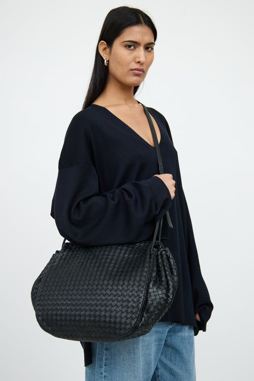 Bottega VenetaBlack Woven Messenger Bag