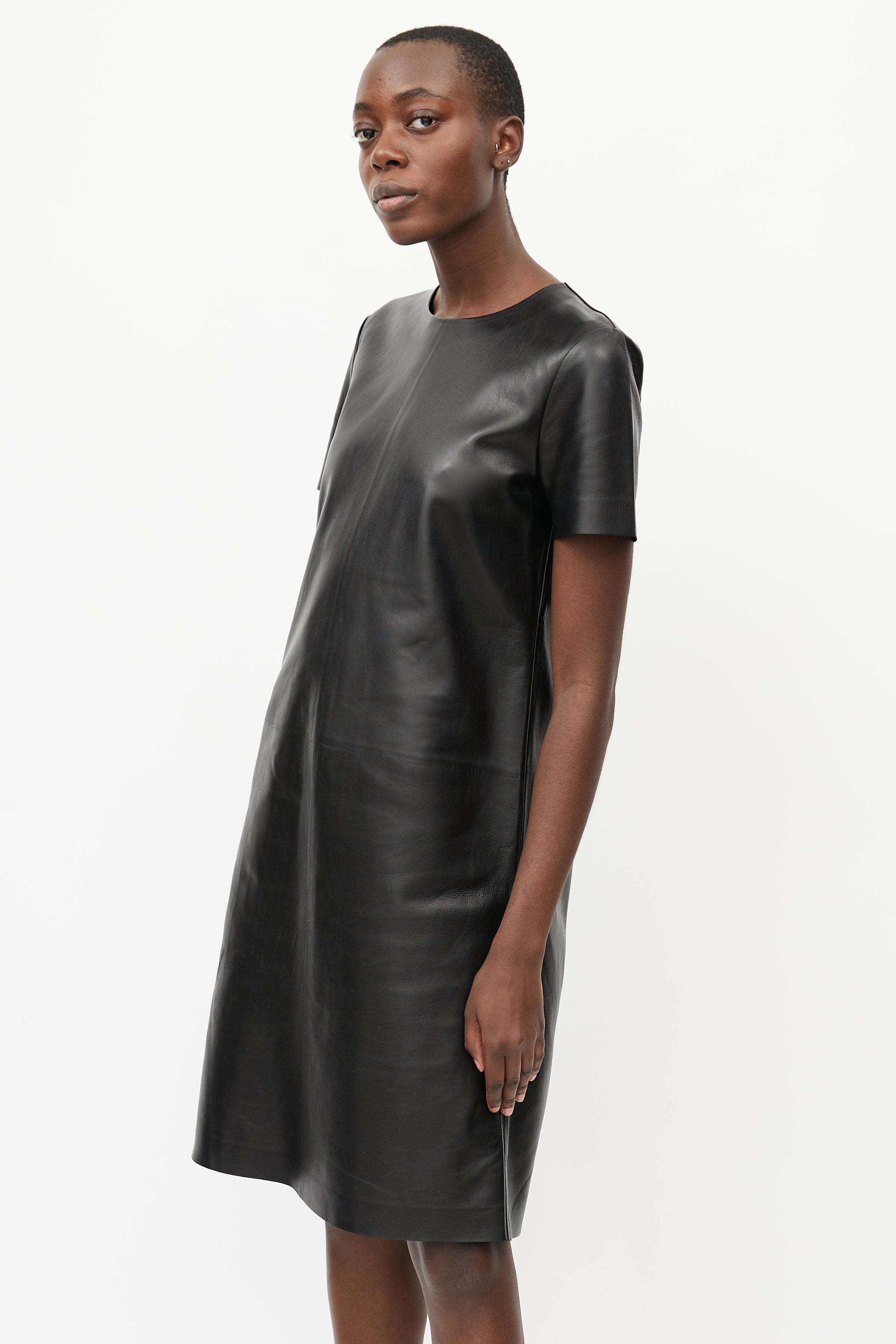 Bottega Veneta // 2019 Black Leather Dress VSP Consignment Bottega Veneta // 2019 Black Leather Dress VSP Consignment