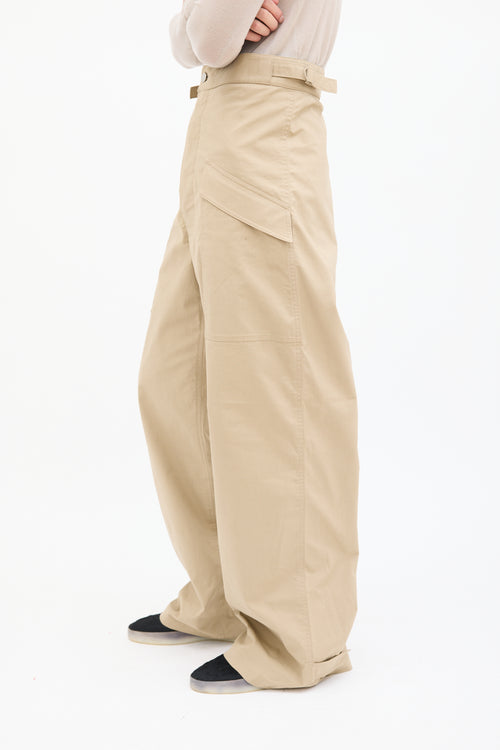 Bottega Veneta Fall 2020 Beige Wide Leg Trousers