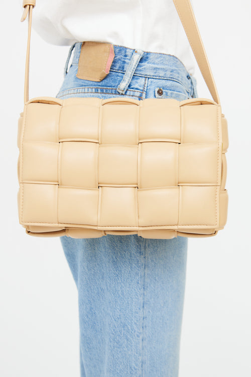 Beige Leather Classic Padded Cassette Bag