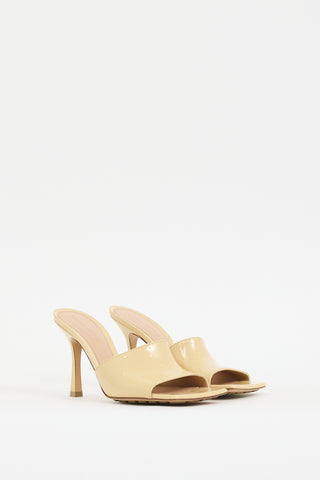 Bottega Veneta Beige Patent Leather Stretch Mule