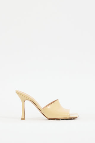 Bottega Veneta Beige Patent Leather Stretch Mule