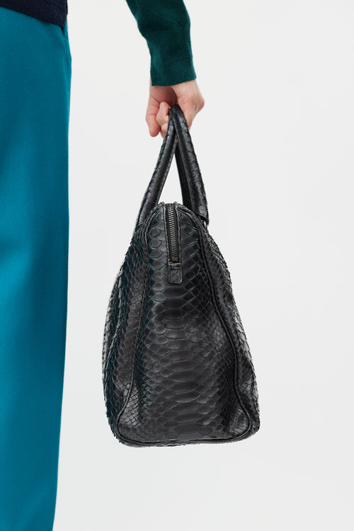 Bottega Veneta Black Boston Textured Bag