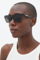 Bottega Veneta Black & Gold BV1056S Cateye Sunglasses