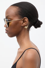 Bottega Veneta Black & Gold BV1273 Drop Aviator Sunglasses