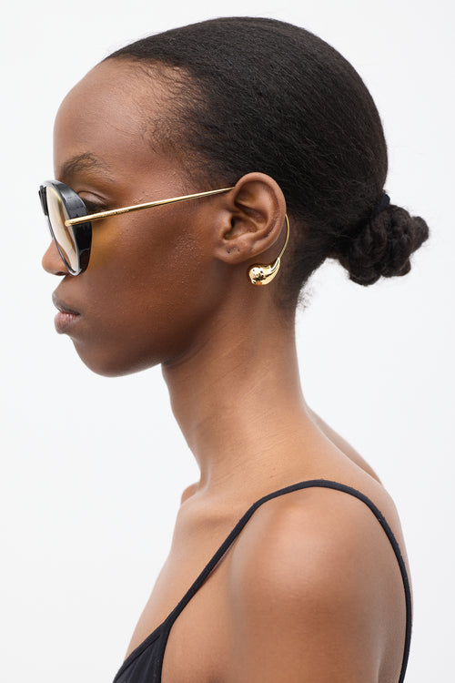 Bottega Veneta Black & Gold BV1273 Drop Aviator Sunglasses