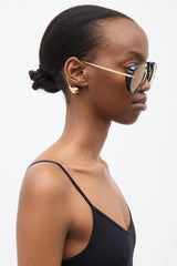 Bottega Veneta Black & Gold BV1273 Drop Aviator Sunglasses