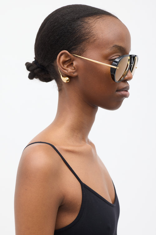 Bottega Veneta Black & Gold BV1273 Drop Aviator Sunglasses