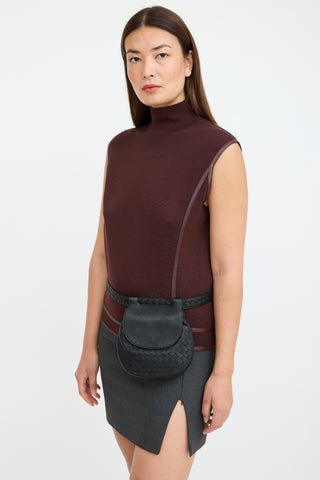 Bottega Veneta Black Leather Intrecciato Belt Bag