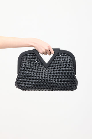 Bottega Veneta Black Leather Intrecciato Medium The Point Triangle Bag