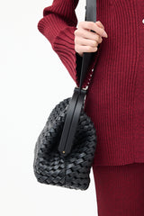 Bottega Veneta Black Leather Intrecciato Medium The Point Triangle Bag