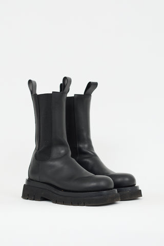 Bottega Veneta Black Leather Lug Chelsea Boot