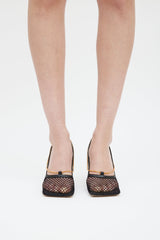 Bottega Veneta Black Mesh Gold Chain Heel