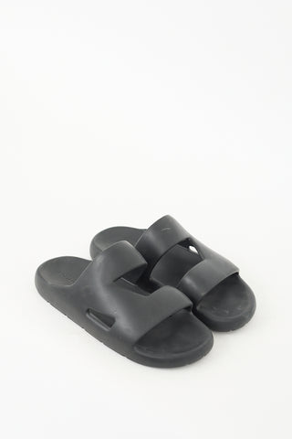 Bottega Veneta Black Rubber Cut Out Band Slide