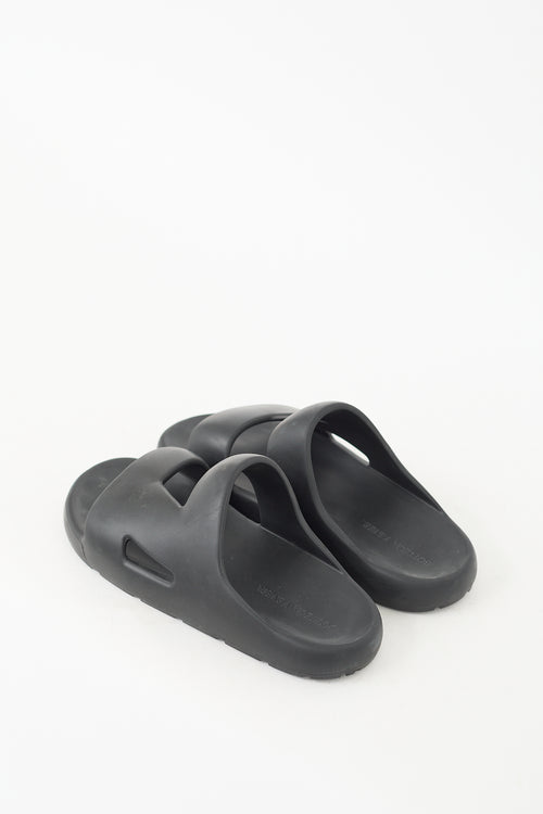 Bottega Veneta Black Rubber Cut Out Band Slide