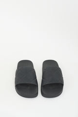 Bottega Veneta Black Rubber Slider Slide