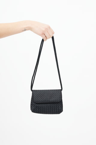 Bottega Veneta Black Satin Intrecciato Mini Bag