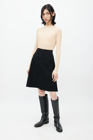 Bottega Veneta Black Wool A-Line Skirt