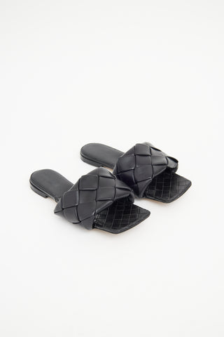 Bottega Veneta Black Lido Flat Sandal