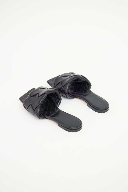 Bottega Veneta Black Lido Flat Sandal