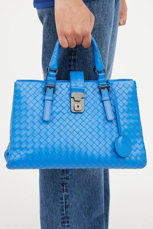 Blue Intrecciato Roma Tote Bag