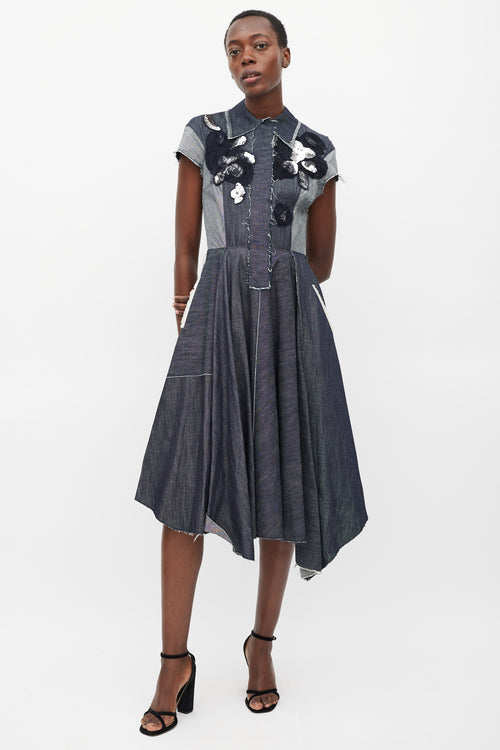 Bottega Veneta // Denim Panelled Embellished Dress – VSP Consignment