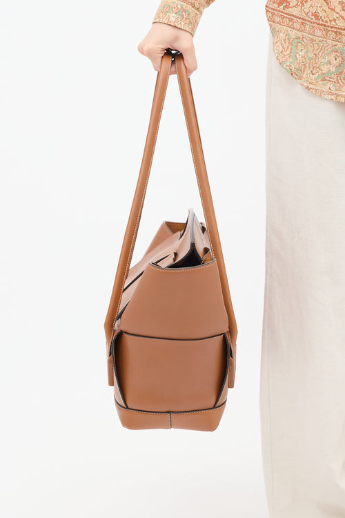 Brown Intrecciato Large Arco Shoulder Bag