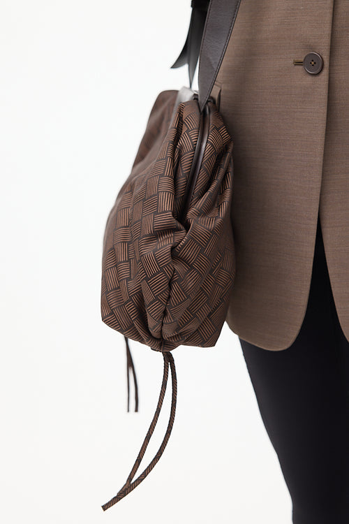 Bottega Veneta Brown Jacquard Large The Point Triangle Bag