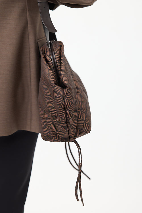 Bottega Veneta Brown Jacquard Large The Point Triangle Bag