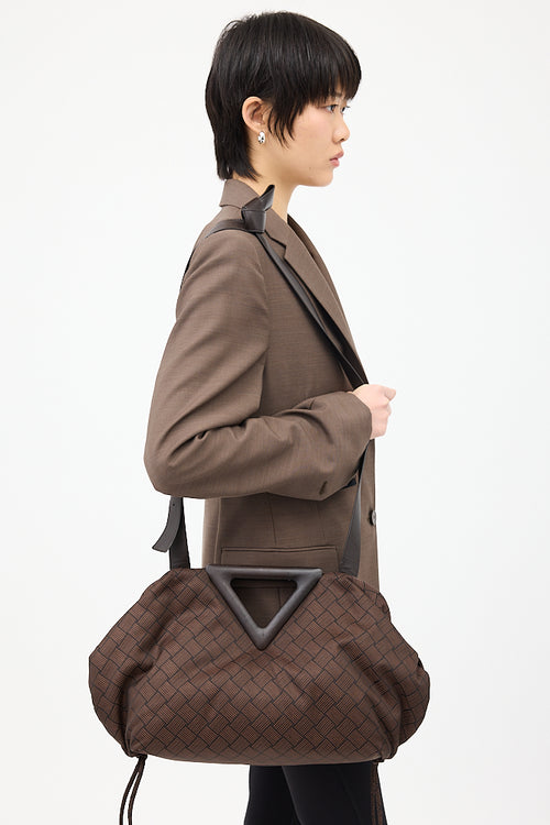 Bottega Veneta Brown Jacquard Large The Point Triangle Bag