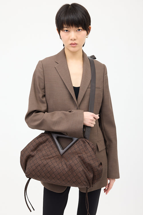 Bottega Veneta Brown Jacquard Large The Point Triangle Bag