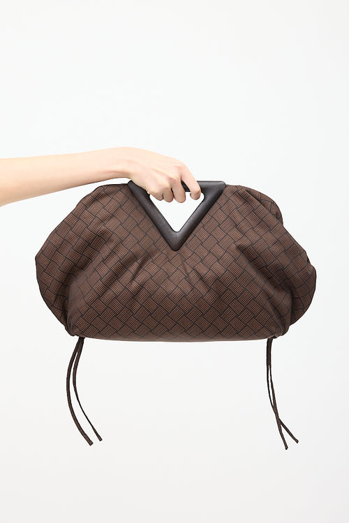 Bottega Veneta Brown Jacquard Large The Point Triangle Bag