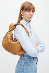 Bottega Veneta Brown Leather Intrecciato Teen Jodie Bag