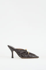 Bottega Veneta Brown Patent Leather Bunnie Gathered Mule