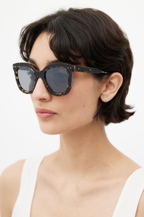 Bottega Veneta Brown & Black BV0035S Rounded Sunglasses